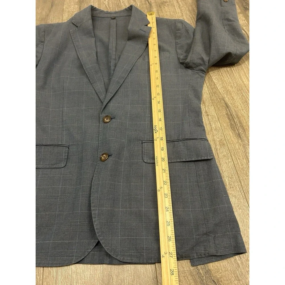 J Crew Blazer Mens 36S Ludlow Baird Mcnutt Linen Blend Unstructured Windowpane